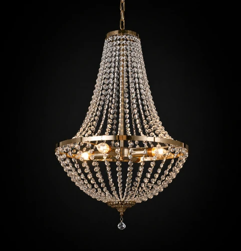 Żyrandol złoty kryształowy 60 cm vintage glamour z diamentem dekoracja sali pałacowa